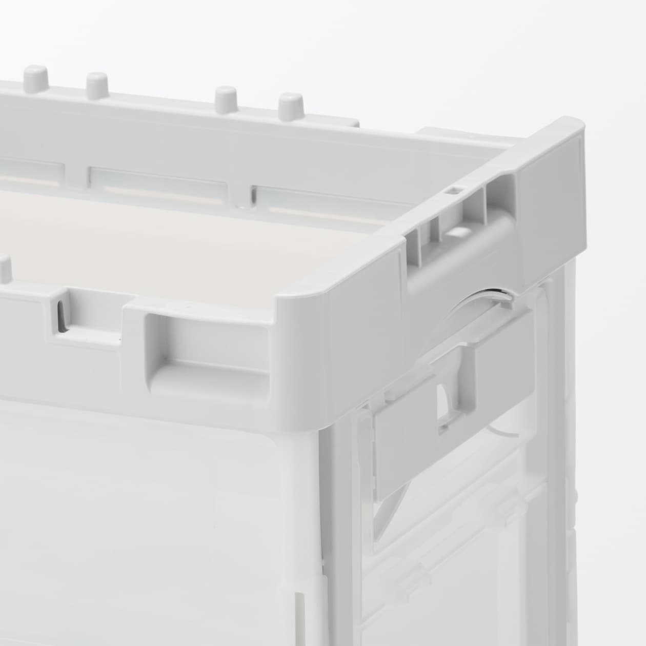 再生ポリプロピレン入り　折りたたみコンテナ　窓付　２０Ｌ　半透明／ホワイトグレー