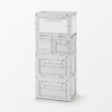 再生ポリプロピレン入り　折りたたみコンテナ　窓付　２０Ｌ　半透明／ホワイトグレー