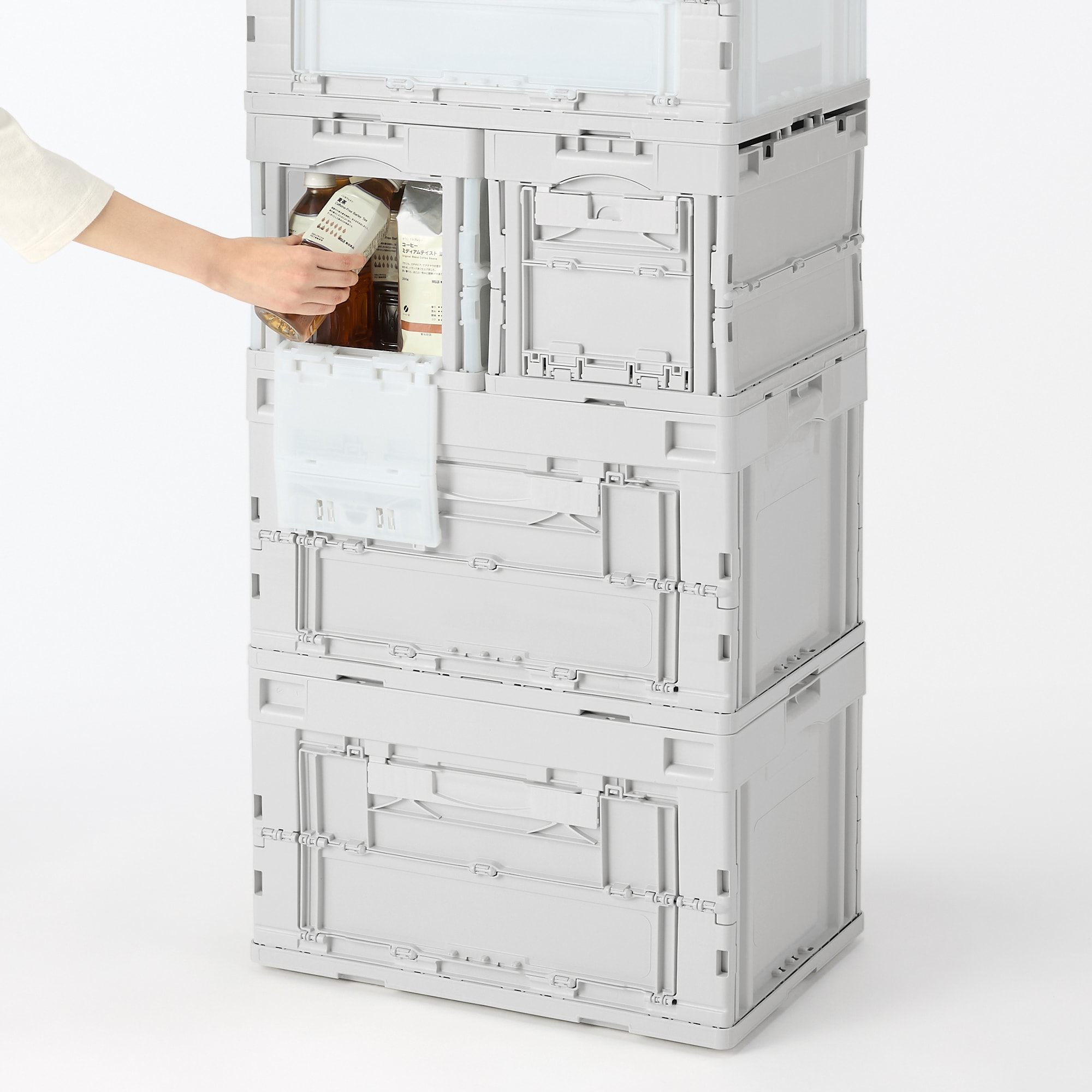 再生ポリプロピレン入り 折りたたみコンテナ 窓付 20L 半透明