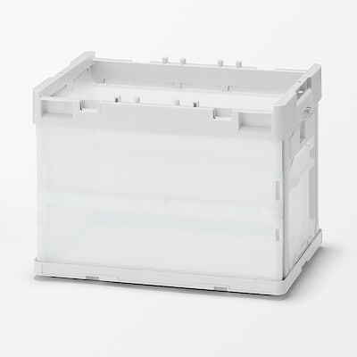【１２月上旬発売予定】再生ポリプロピレン入り　折りたたみコンテナ　窓付　２０Ｌ　半透明／ホワイトグレー