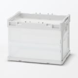 再生ポリプロピレン入り　折りたたみコンテナ　窓付　２０Ｌ　半透明／ホワイトグレー