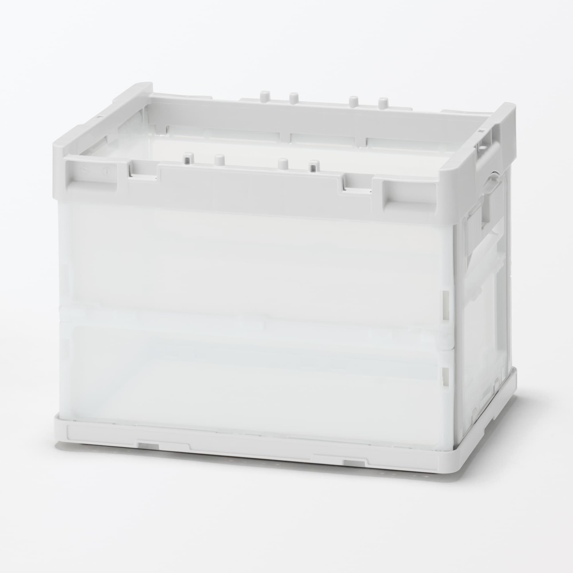 再生ポリプロピレン入り　折りたたみコンテナ　窓付　２０Ｌ　半透明／ホワイトグレー