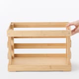 重ねて使える　竹材すのこボックス　窓あり　大