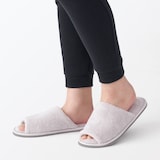 洗える綿パイルスリッパ・前あき