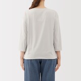婦人　天竺編みボートネック七分袖Ｔシャツ