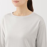 婦人　天竺編みボートネック七分袖Ｔシャツ