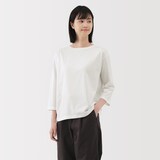 婦人　天竺編みボートネック七分袖Ｔシャツ