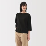 婦人　天竺編みボートネック七分袖Ｔシャツ