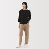 婦人　天竺編みボートネック七分袖Ｔシャツ