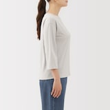 婦人　天竺編みボートネック七分袖Ｔシャツ