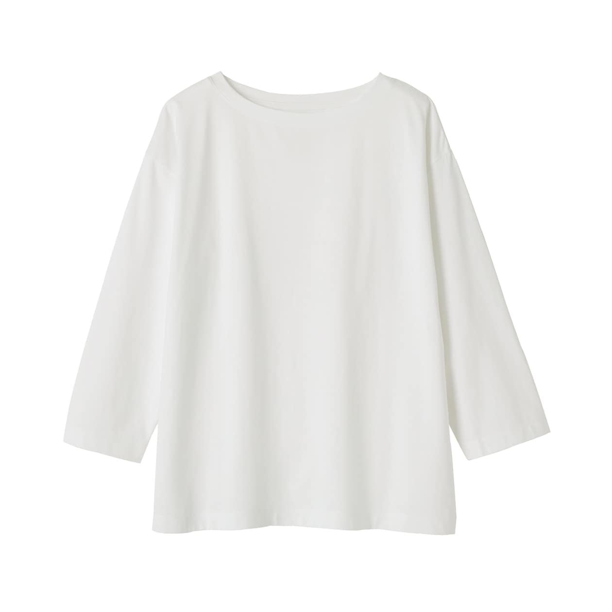 婦人　天竺編みボートネック七分袖Ｔシャツ