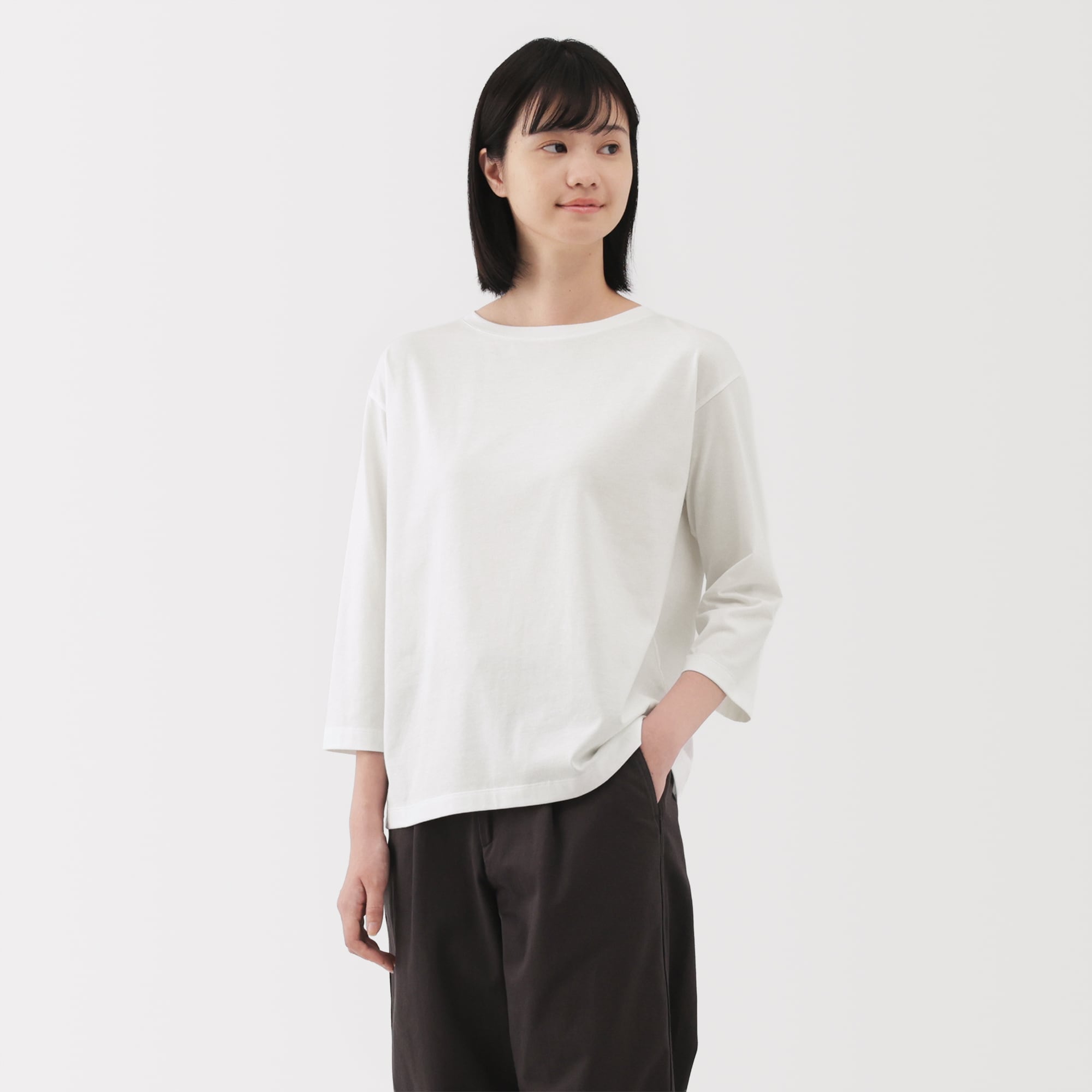 美良品
Gold Win ゴールドウィン ウエア 婦人 天竺編みボートネック七分袖Tシャツ | 無印良品