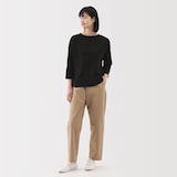 婦人　天竺編みボートネック七分袖Ｔシャツ