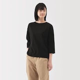 婦人　天竺編みボートネック七分袖Ｔシャツ