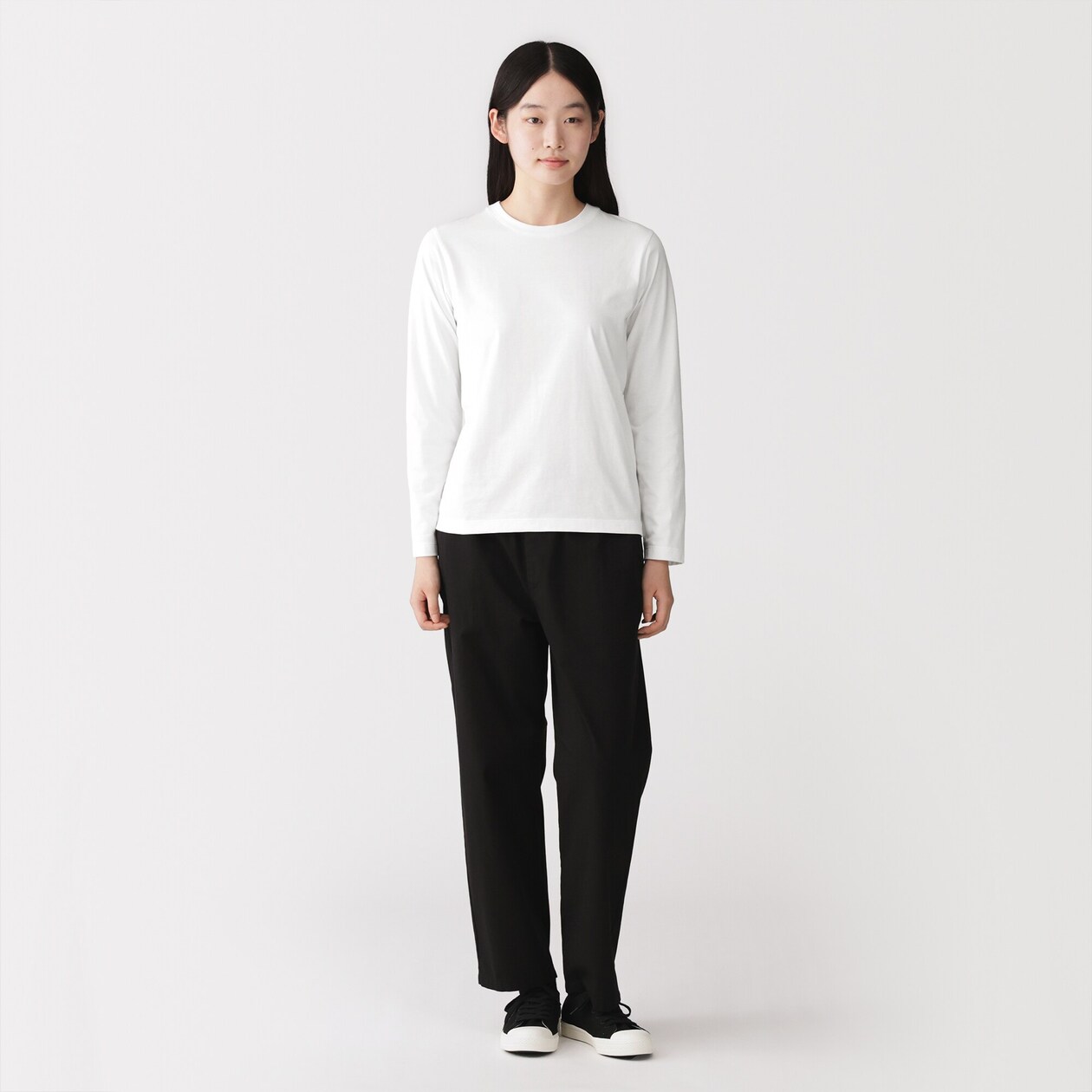 婦人　天竺編みクルーネック長袖Ｔシャツ