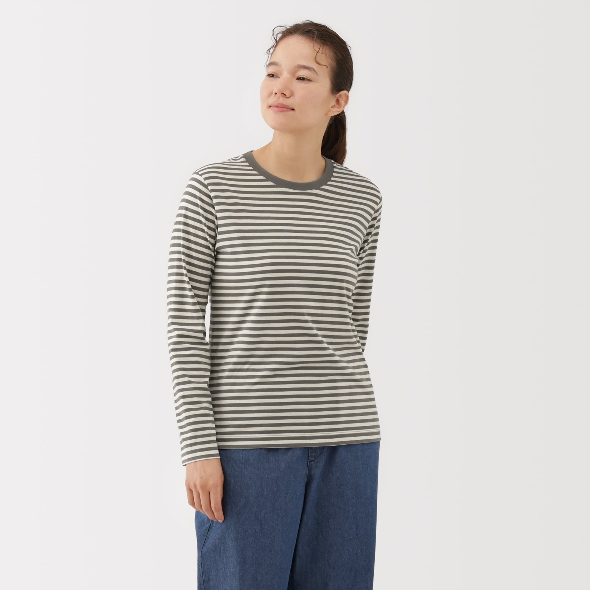 婦人　天竺編みクルーネック長袖Ｔシャツ