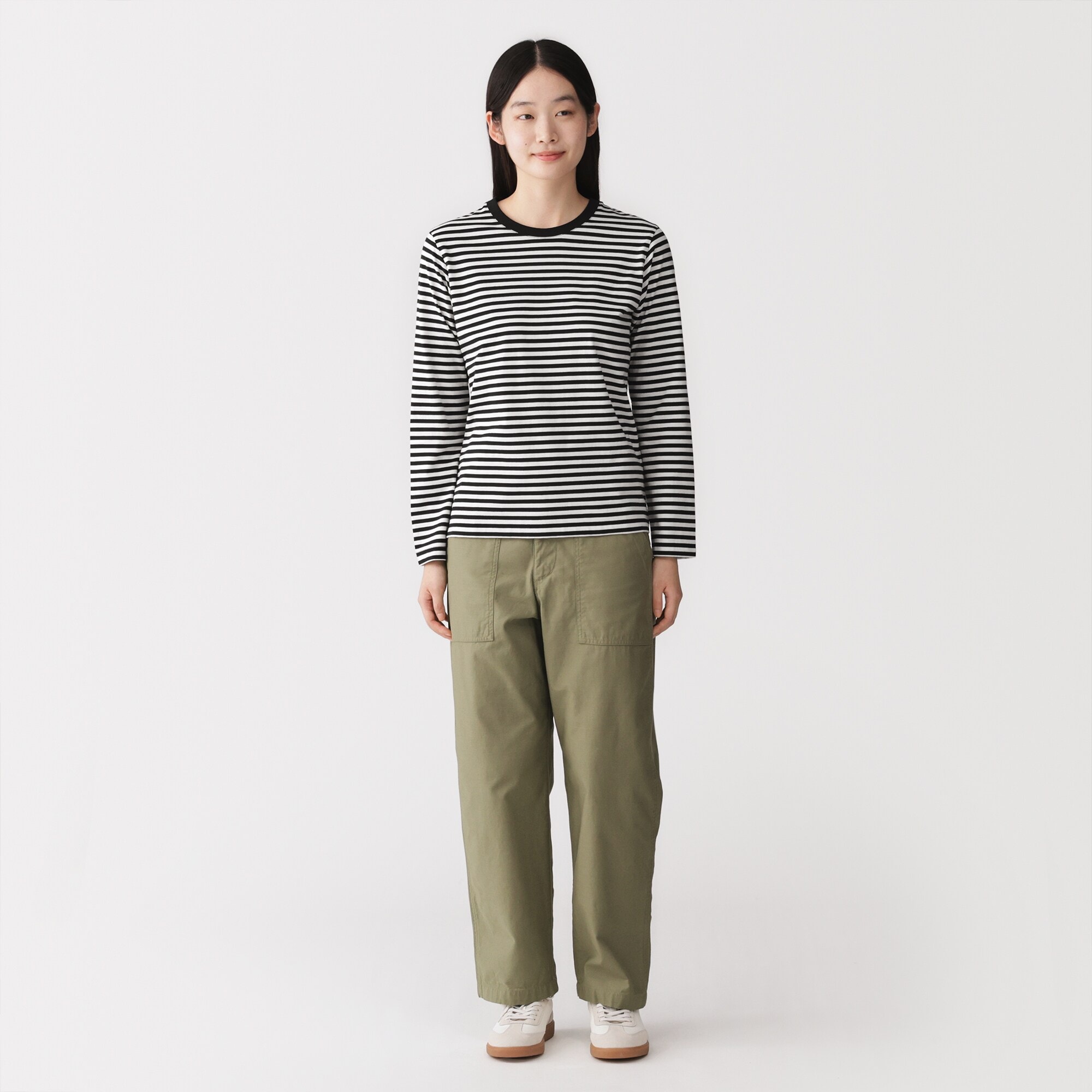 婦人　天竺編みクルーネック長袖Ｔシャツ