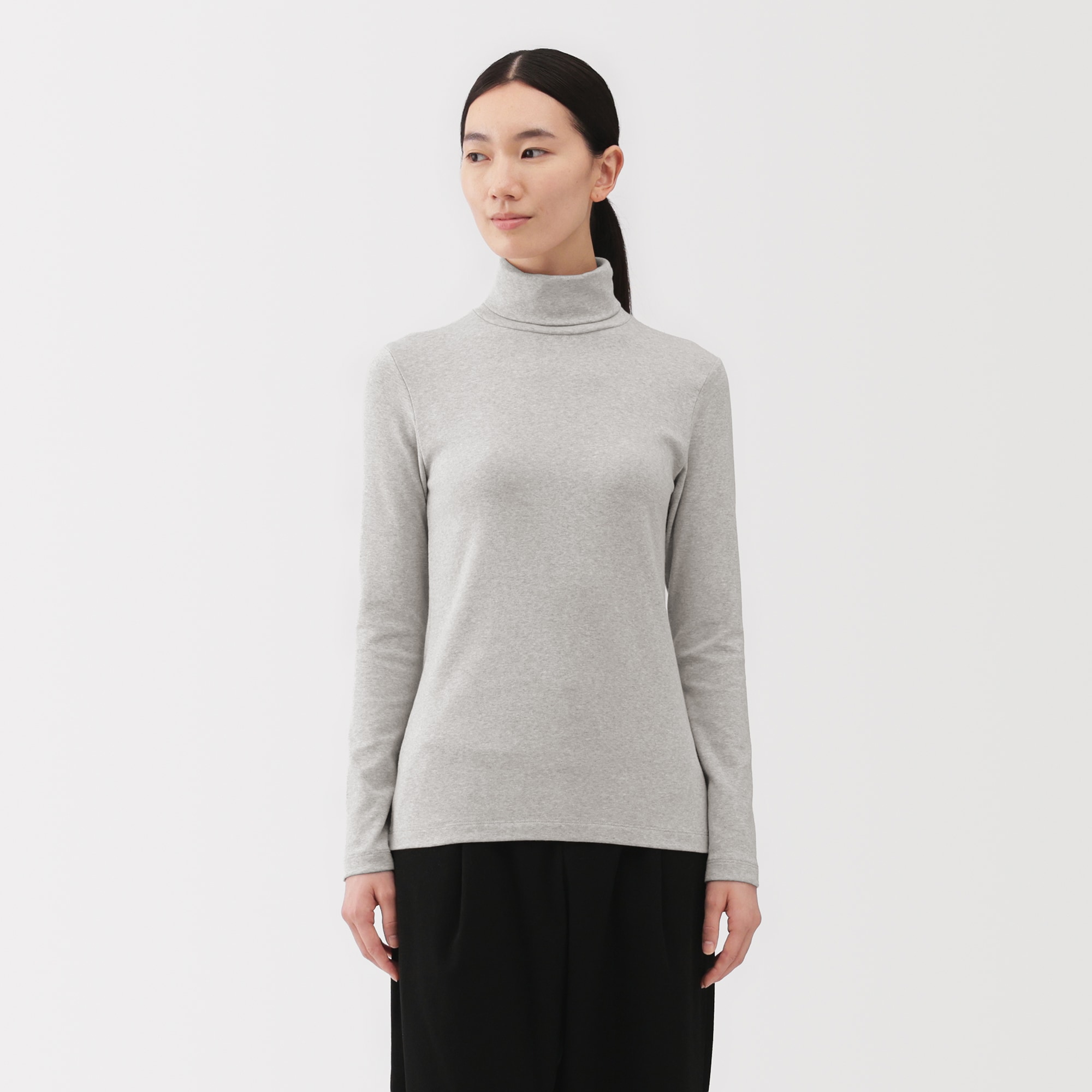 婦人　起毛フライス編みタートルネック長袖Ｔシャツ