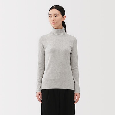 婦人　起毛フライス編みタートルネック長袖Ｔシャツ