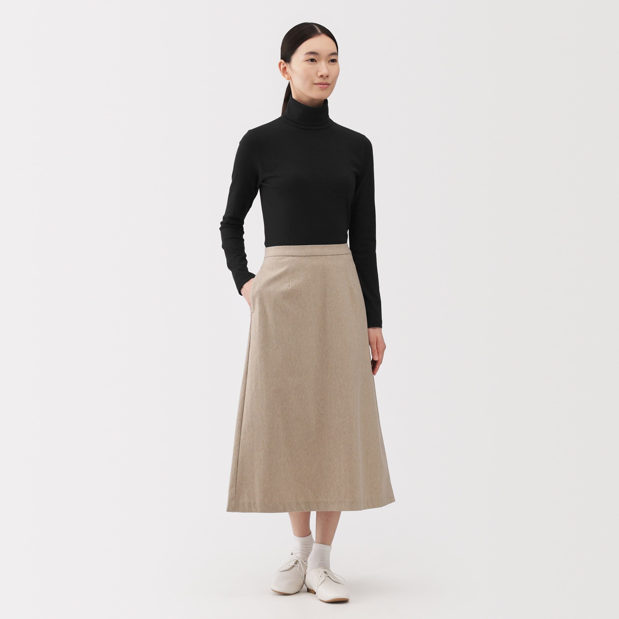 婦人　起毛フライス編みタートルネック長袖Ｔシャツ