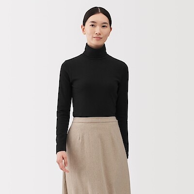 婦人　起毛フライス編みタートルネック長袖Ｔシャツ
