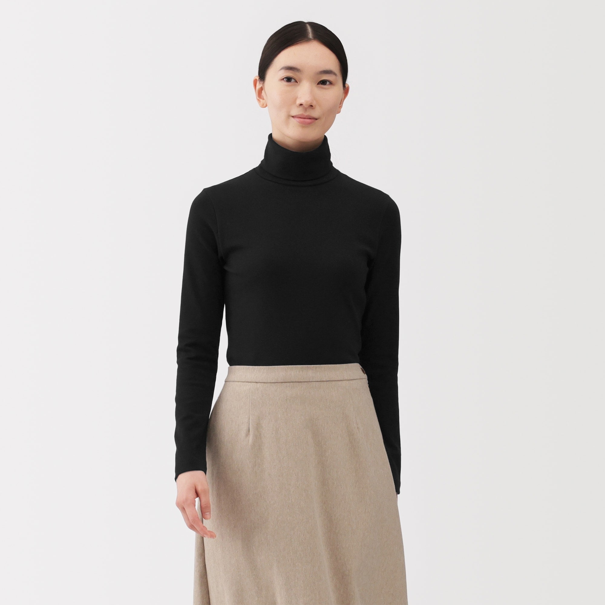 婦人　起毛フライス編みタートルネック長袖Ｔシャツ