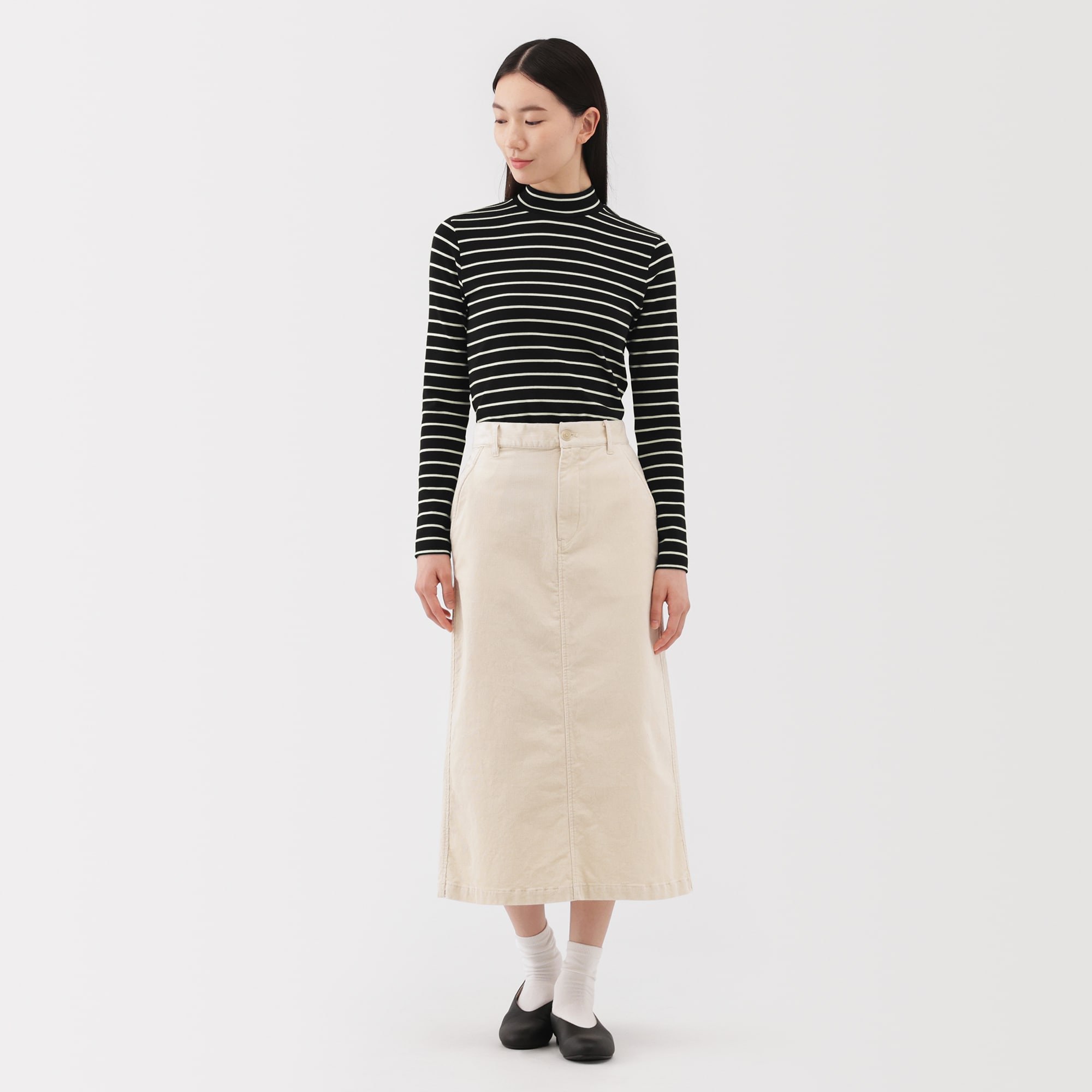 婦人　起毛フライス編みハイネック長袖Ｔシャツ