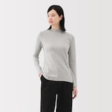 婦人　起毛フライス編みハイネック長袖Ｔシャツ