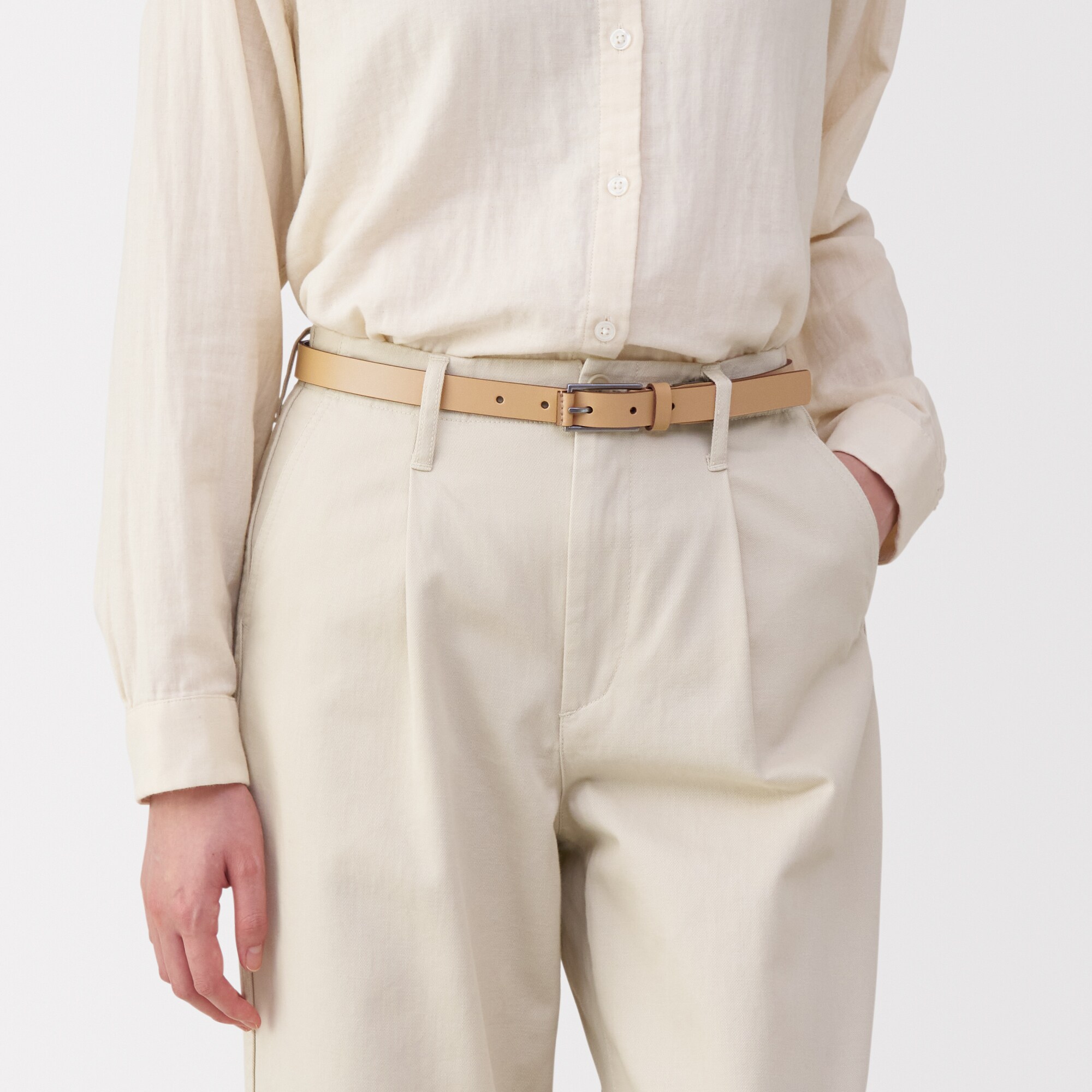 ベジタブルタンニンレザー　長さ調節式ベルト　細幅