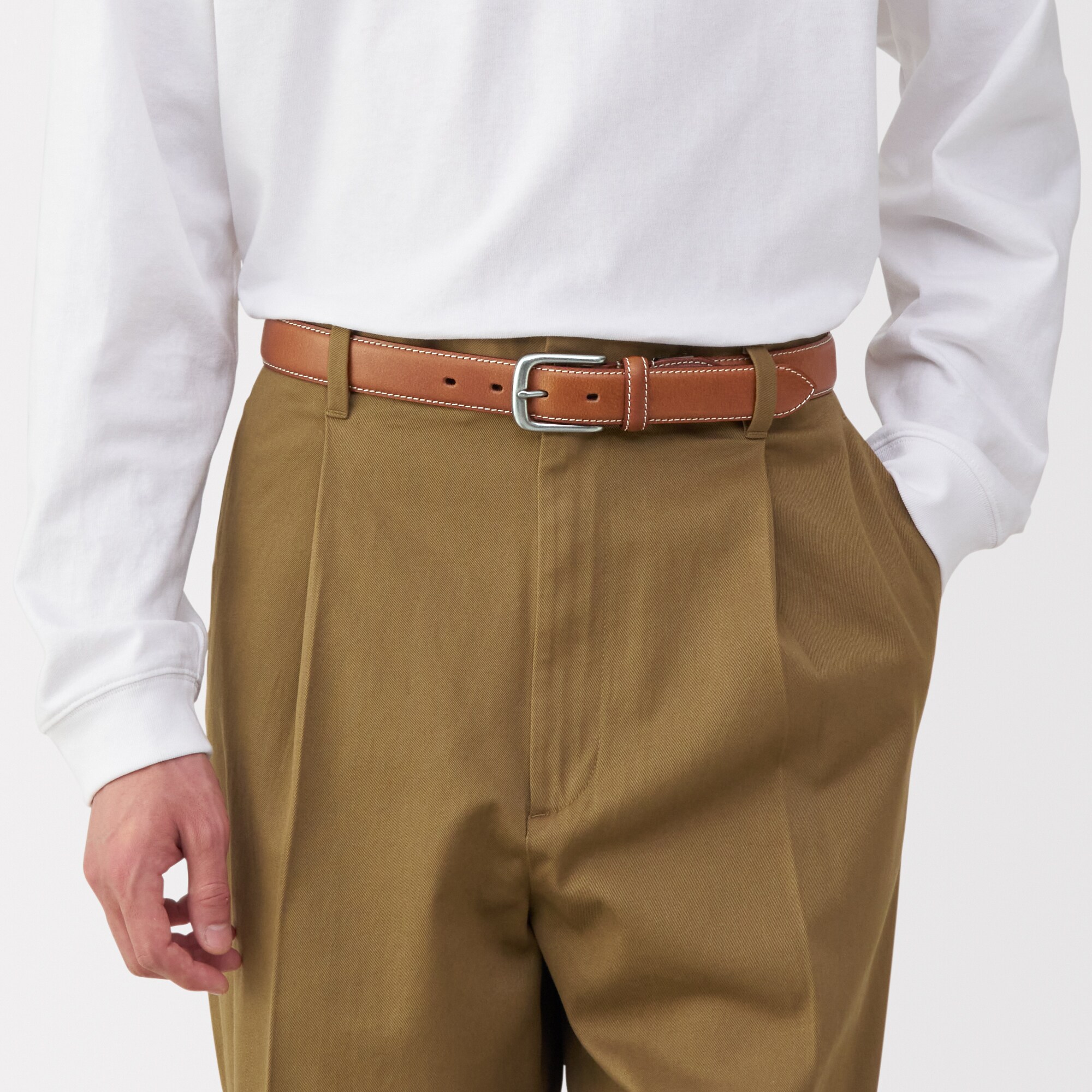 ベジタブルタンニンレザー　長さ調節式ベルト　中幅ステッチ