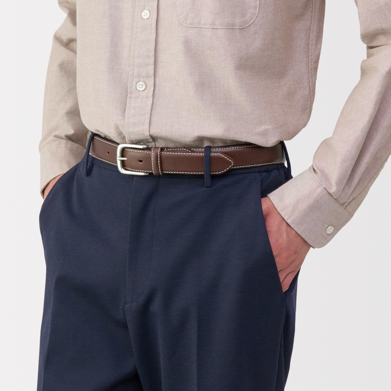 ベジタブルタンニンレザー　長さ調節式ベルト　中幅ステッチ