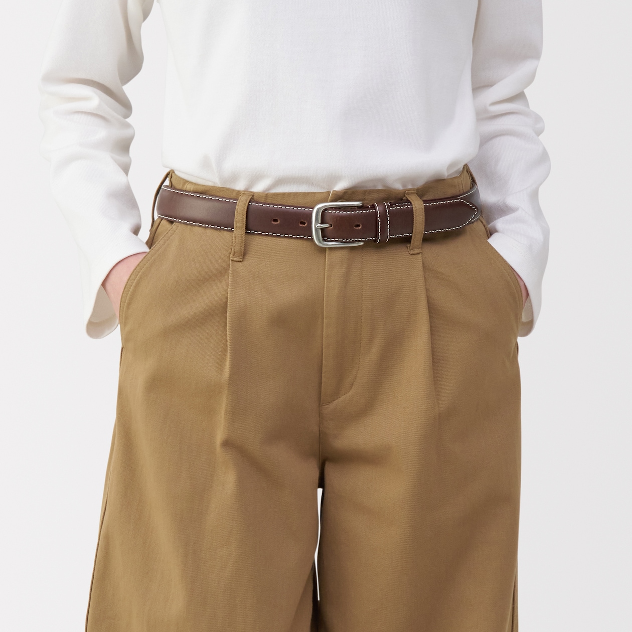 ベジタブルタンニンレザー　長さ調節式ベルト　中幅ステッチ