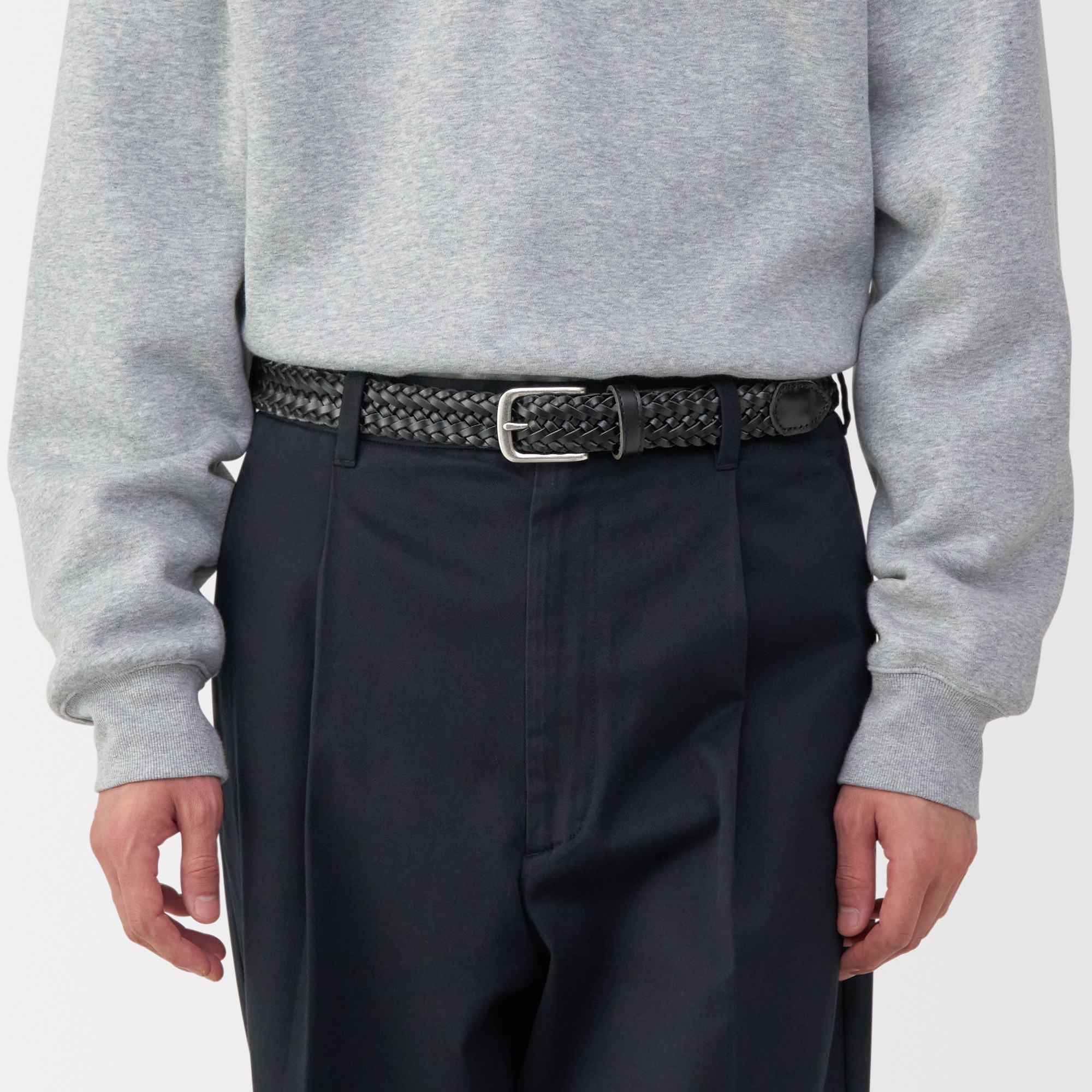 ベジタブルタンニンレザー　手編みベルト　中幅