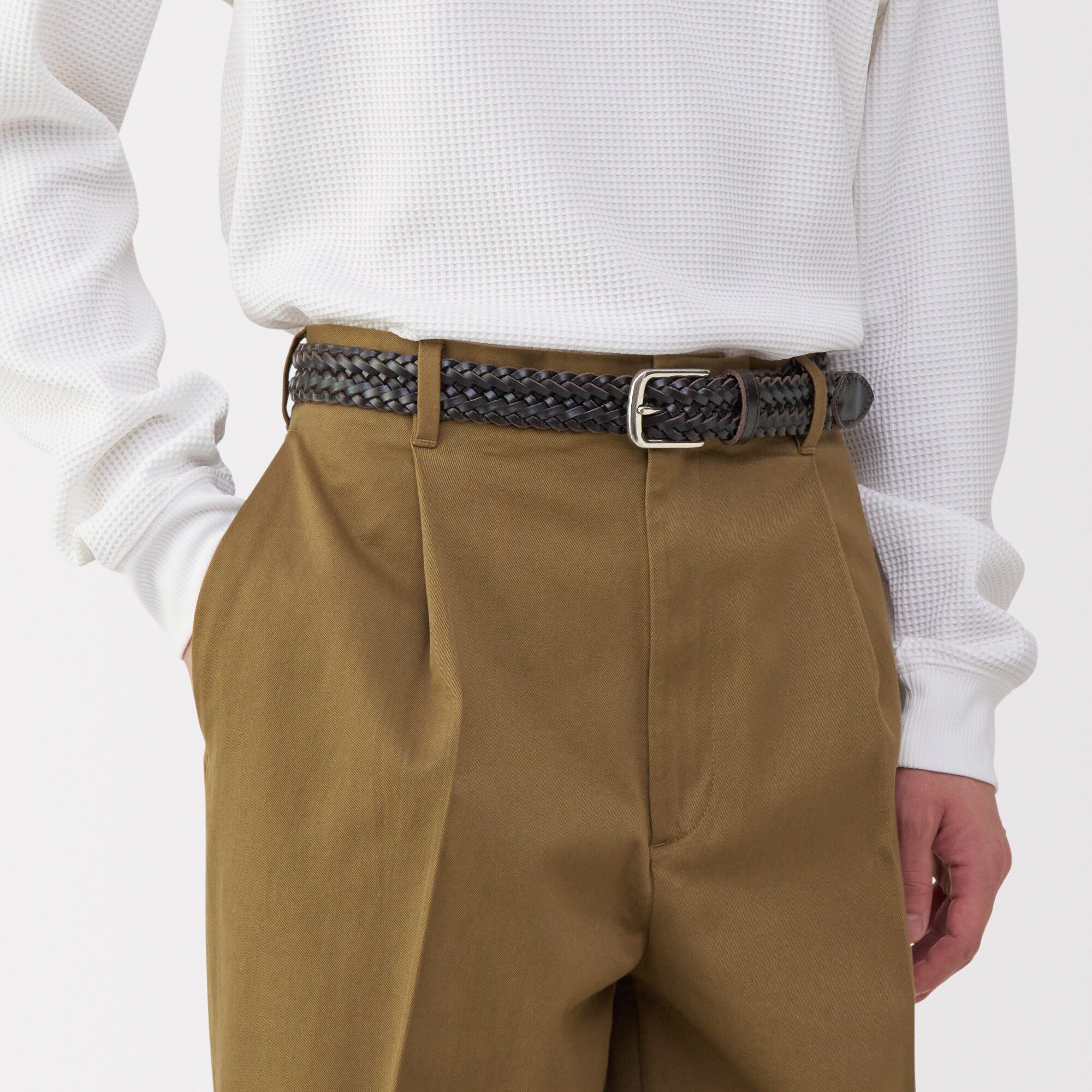 ベジタブルタンニンレザー　手編みベルト　中幅