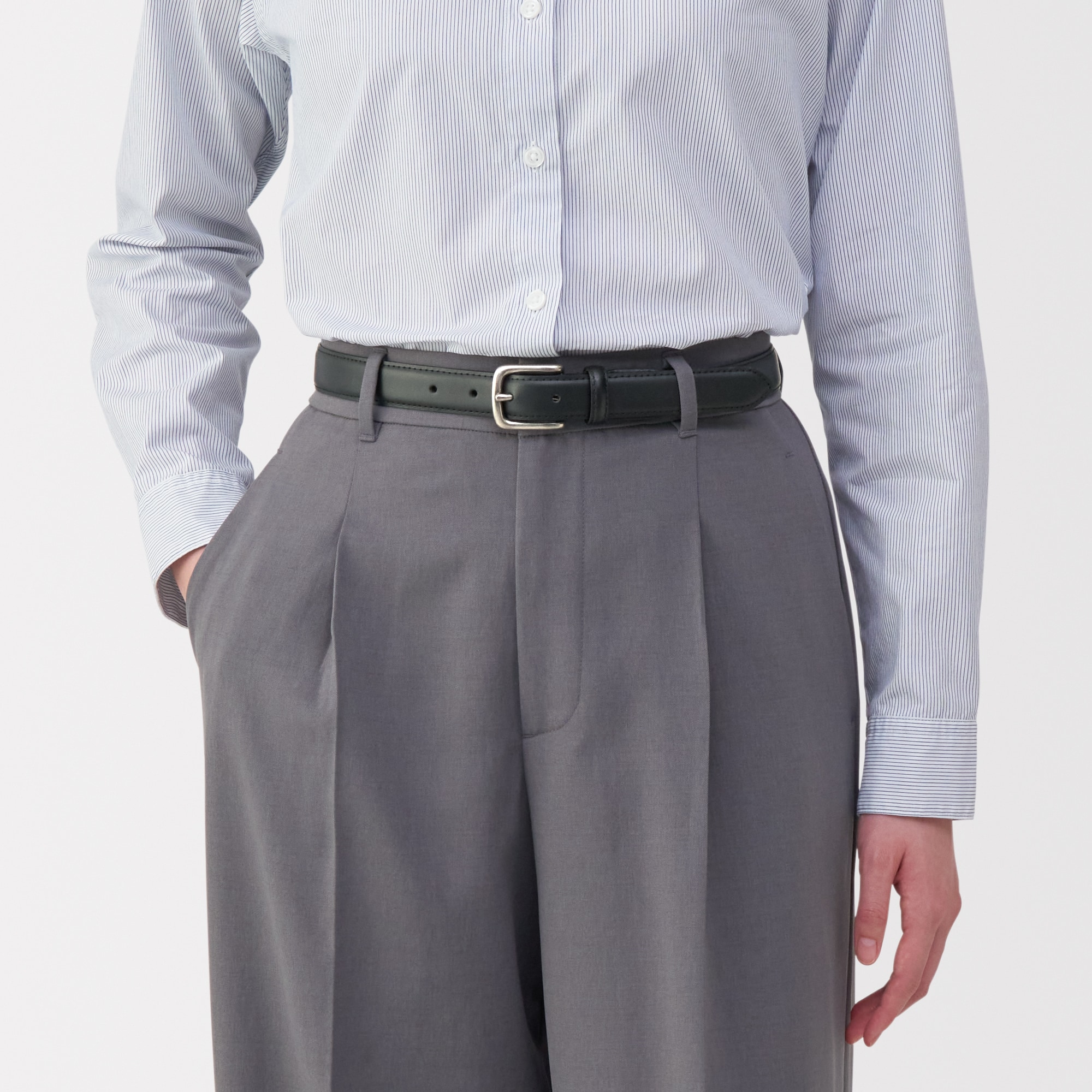 ベジタブルタンニンレザー　長さ調節式ベルト　細幅ステッチ