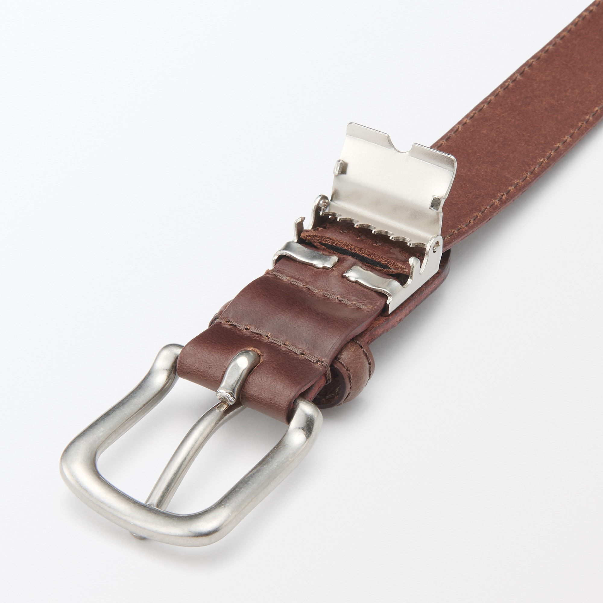 ベジタブルタンニンレザー　長さ調節式ベルト　細幅ステッチ