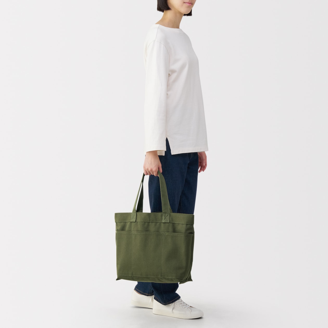 帆布　横型トートバッグ