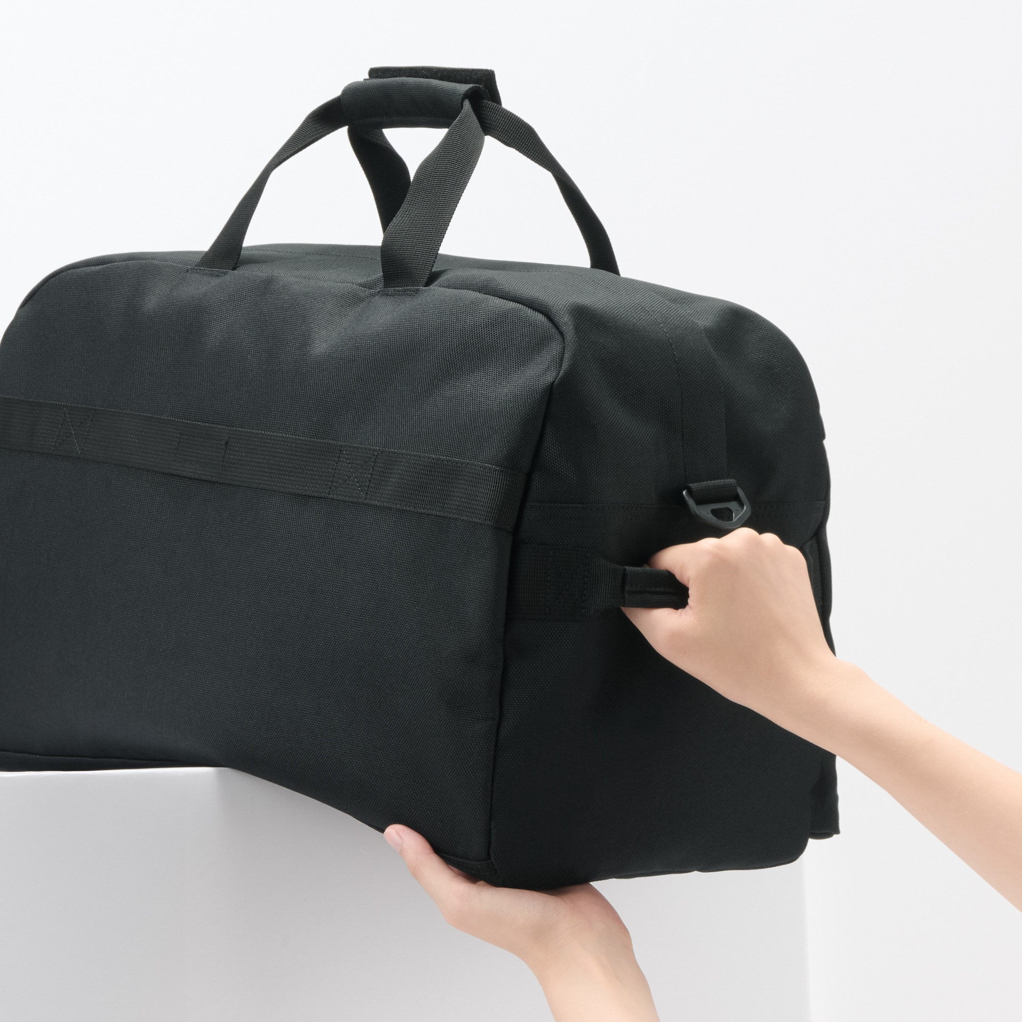 無印良品 荷物の量で広げられる 撥水 ボストンバッグ 黒 ブラック 撥水ボストンバッグ | 無印良品