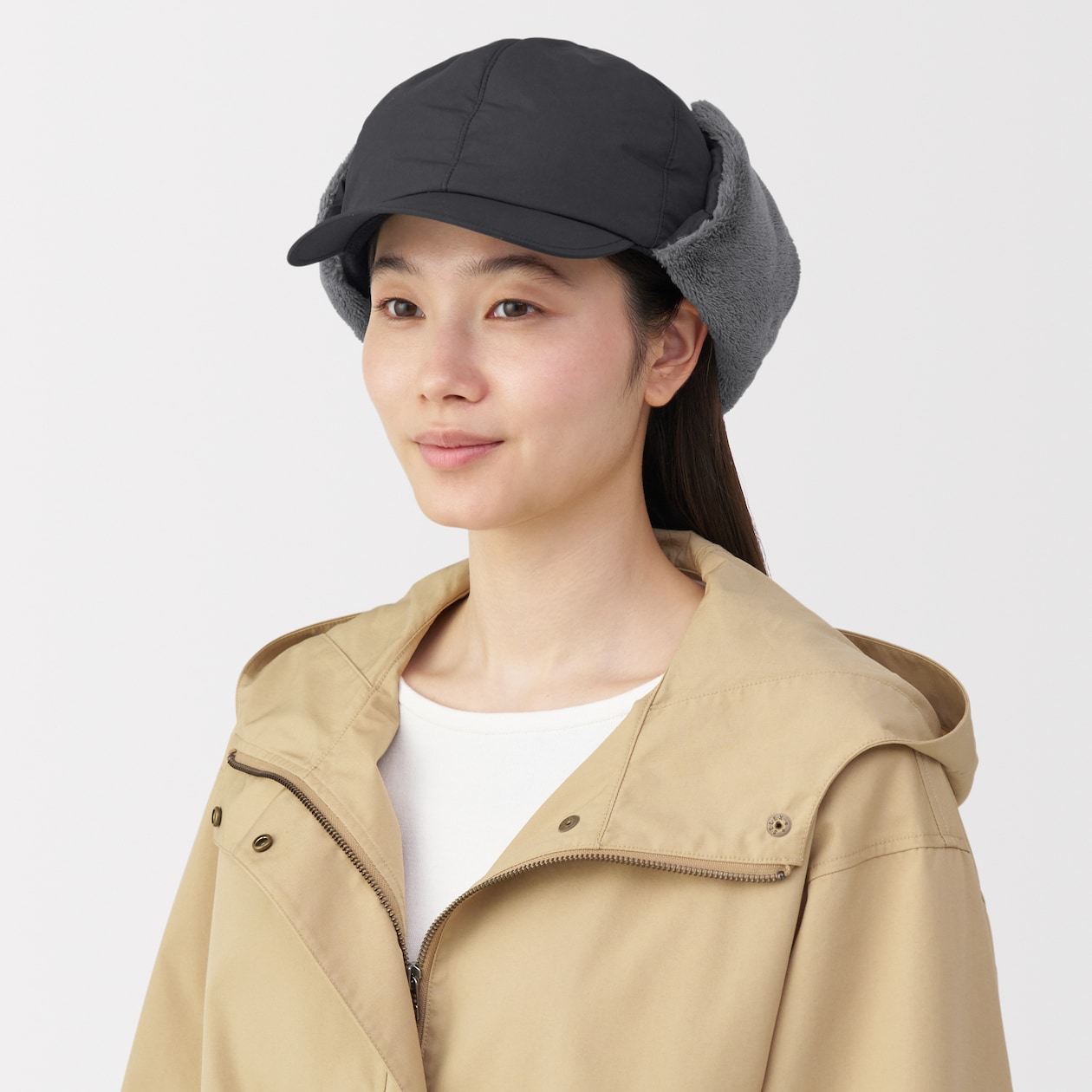 吸湿発熱中わた表面撥水耳当て付き　キャップ