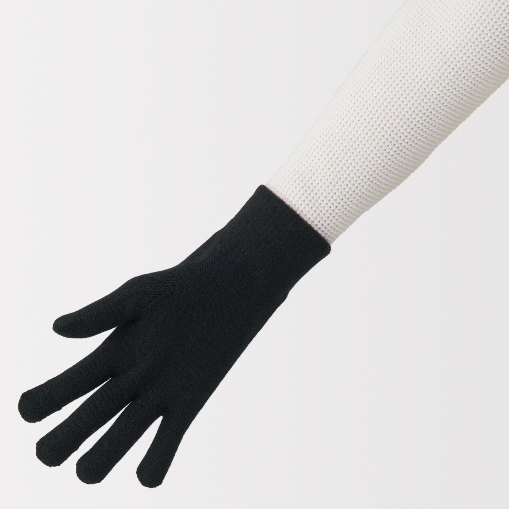 メリノウール混　裏起毛　タッチパネル手袋