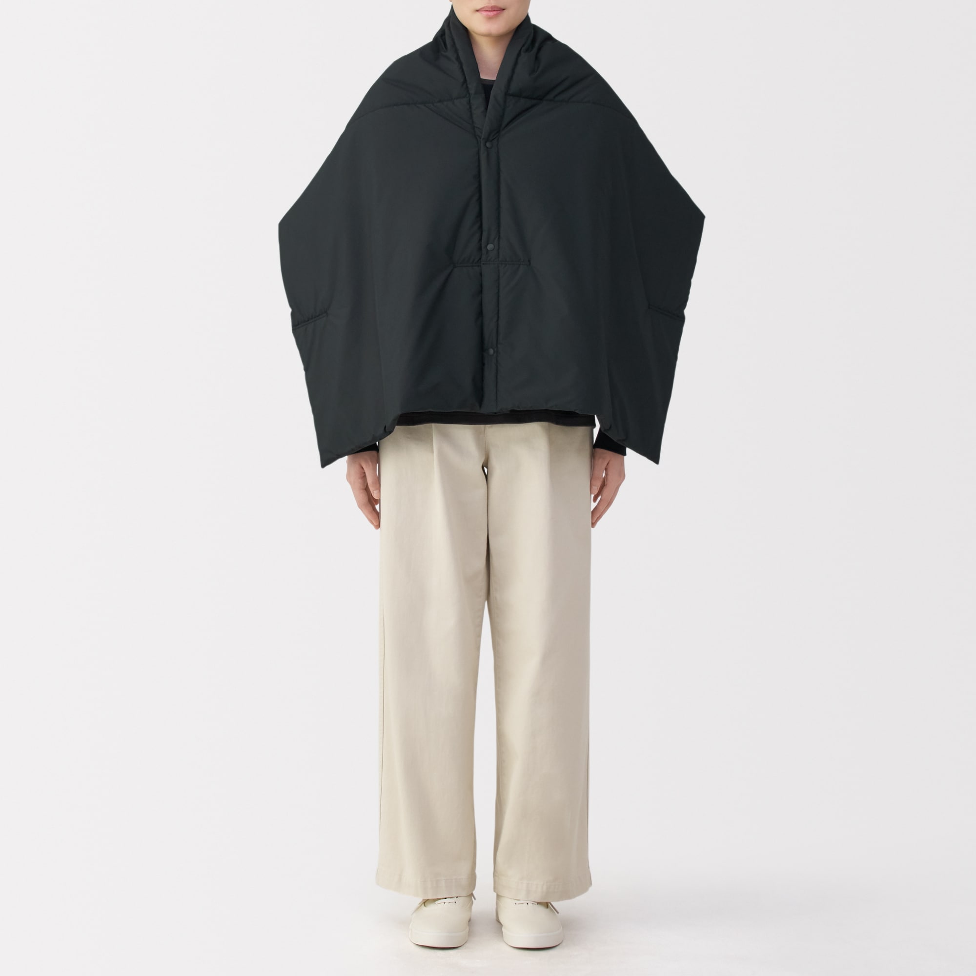 吸湿発熱中わた表面撥水パッカブル　ケープ