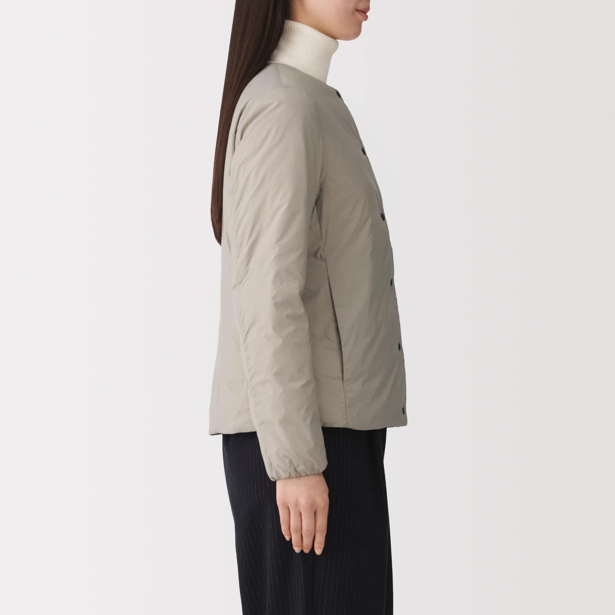 婦人 軽量ダウンポケッタブルノーカラージャケット | 無印良品