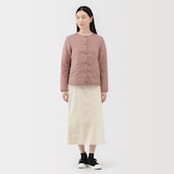 婦人　軽量ダウンポケッタブルノーカラージャケット