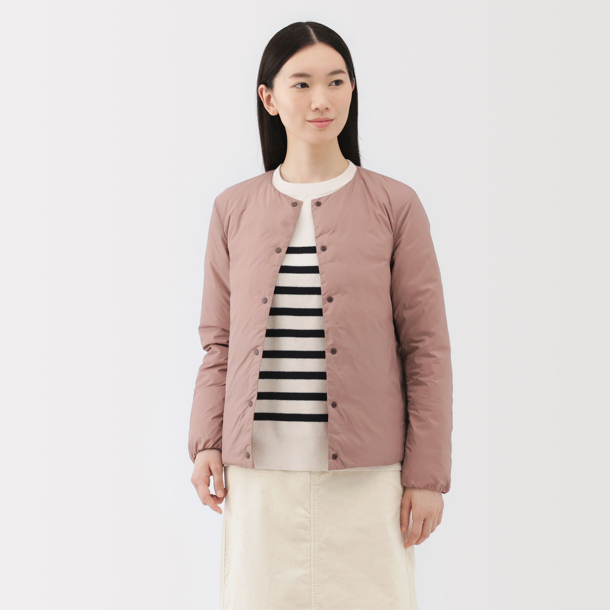 婦人 軽量ダウンポケッタブルノーカラージャケット | 無印良品