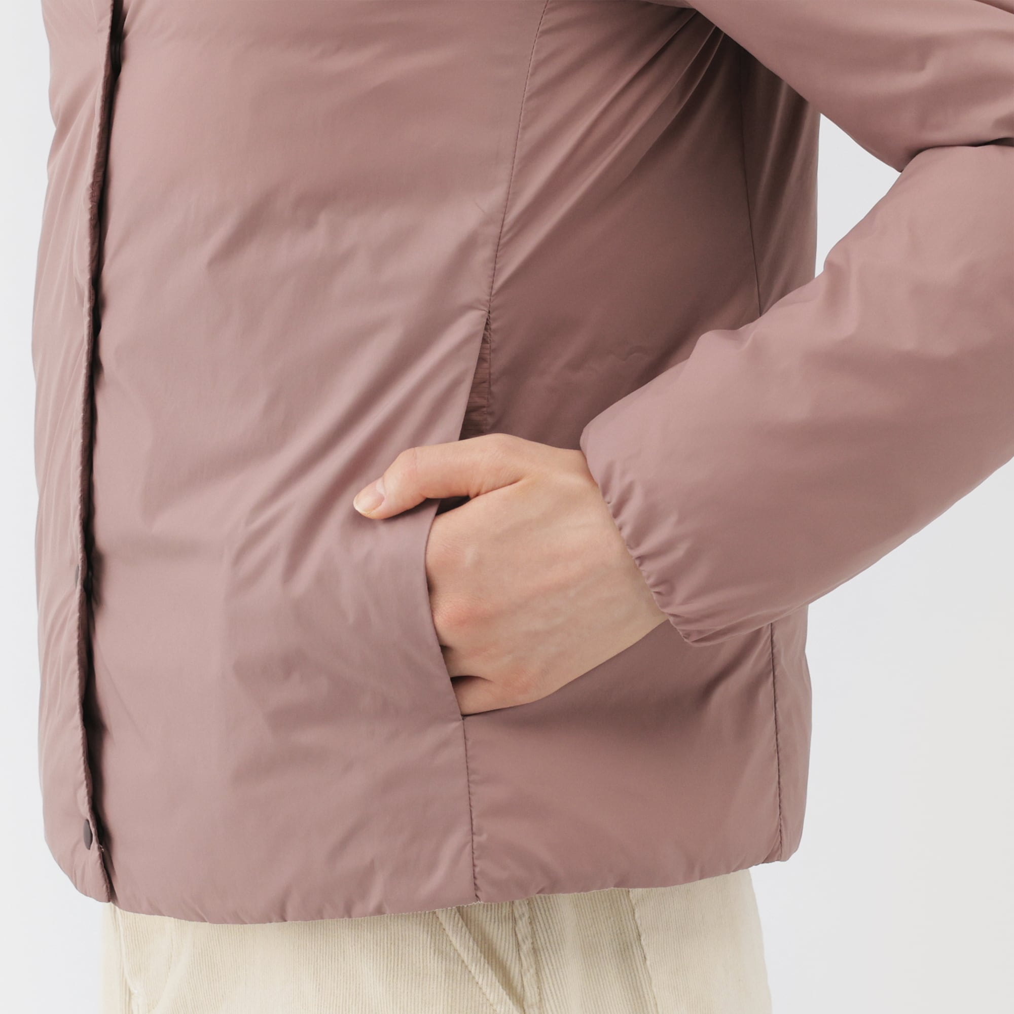 婦人 軽量ダウンポケッタブルノーカラージャケット | 無印良品