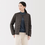 婦人　軽量ダウンポケッタブルノーカラージャケット