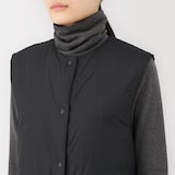 婦人　軽量ダウンポケッタブルノーカラーロングベスト