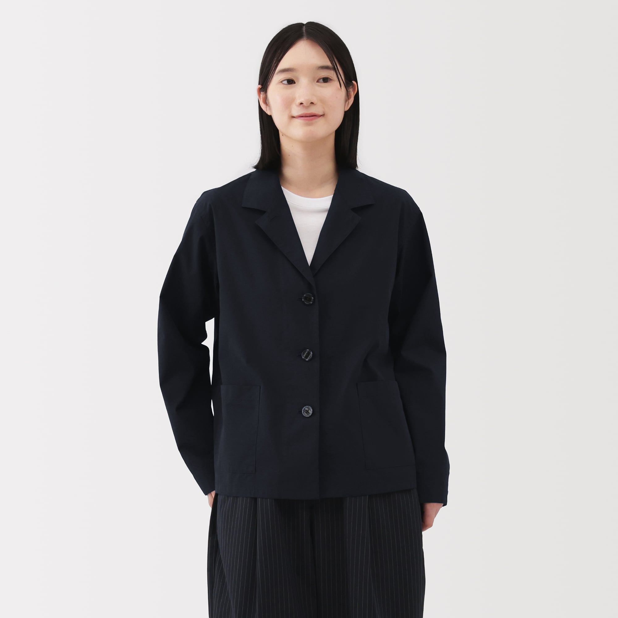 新品未使用タグ付　ヘンプ混シャツジャケット　無印　黒　M 無印良品（ムジルシリョウヒン）の「紳士 ヘンプ混シャツジャケット