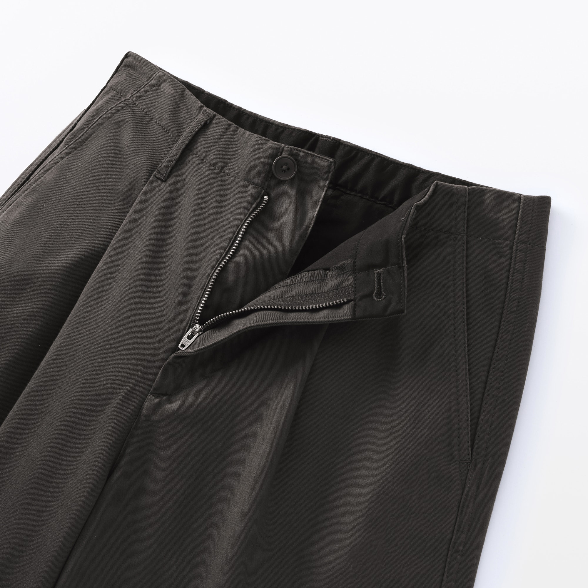 婦人　ムラ糸　チノタックワイドパンツ　股下長め