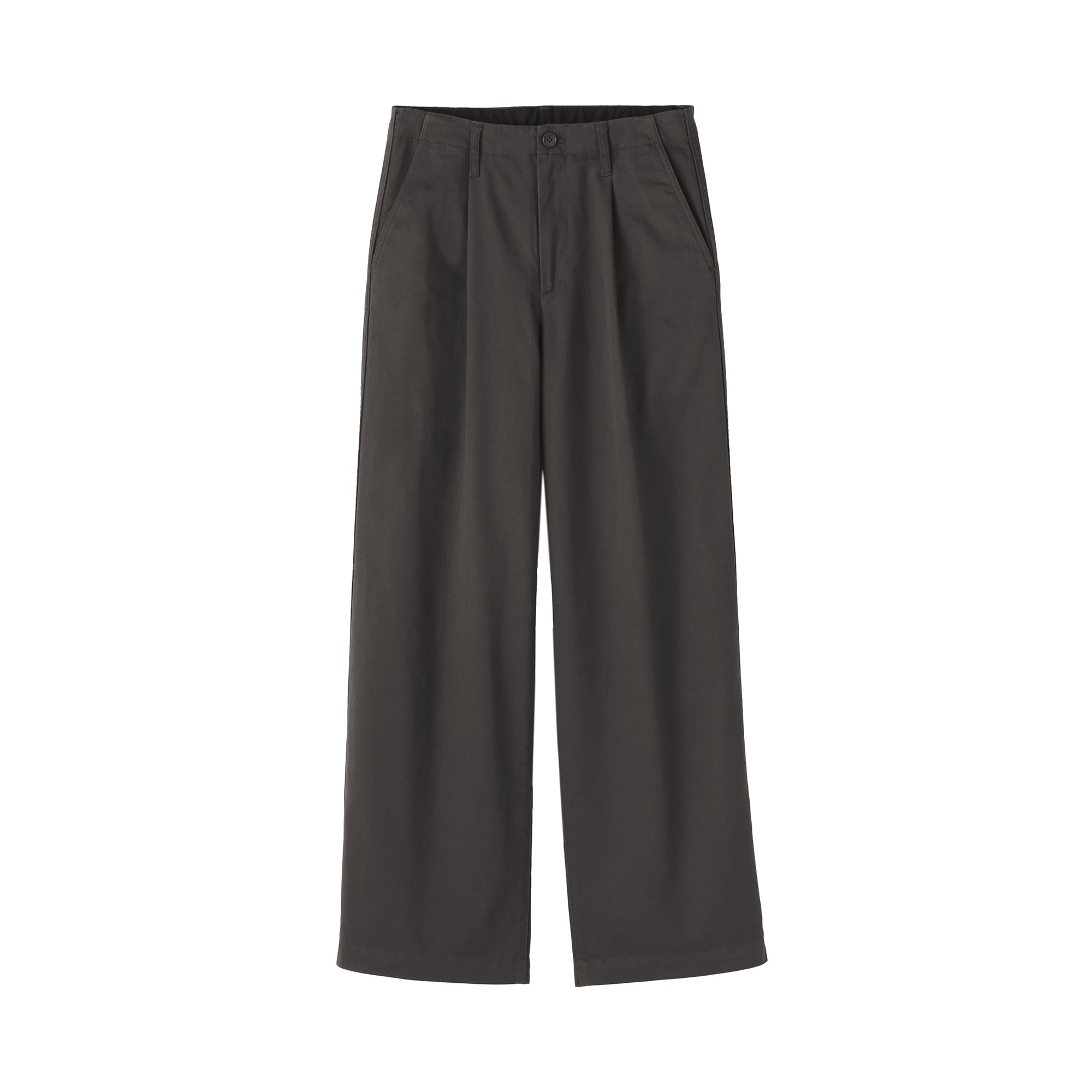 婦人　ムラ糸　チノタックワイドパンツ　股下長め